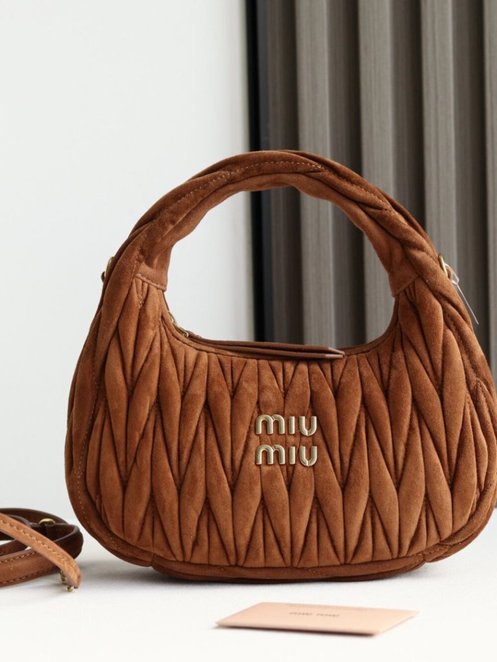 Miu Miu Wander Suede Shoulder Bag Cocoa Brown (5BC125)